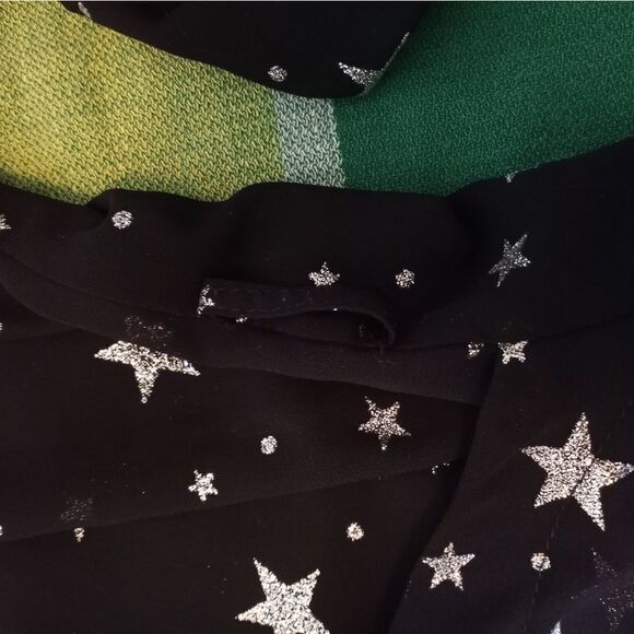 Mango L Black Wrap Cross Stars Bishop Longsleeves Women's Top.Condition: good. - Picture 3 of 10